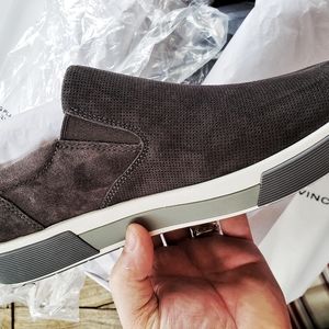 Vince Randell Graphite Perferated Suede Slip-On